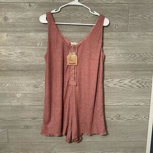 Kori Womens medium sweater knit button‎ romper mauve color